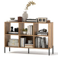 Silkydry 6 Cube Bookcase, 47' Long Bookshelf With 5 Metal Legs, Adjustable Shelves, Wood Cubical Storage Shelf, 31.5' Tall Freestanding Open Shelf Bookcase For Home Office Kids Room (Natural)