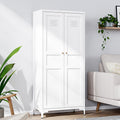 Yizosh Metal Storage Cabinet With 2 Doors And 4 Adjustable Shelves - 61'' White Kitchen Pantry Storage Cabinet, 5-Tier Tall Stee