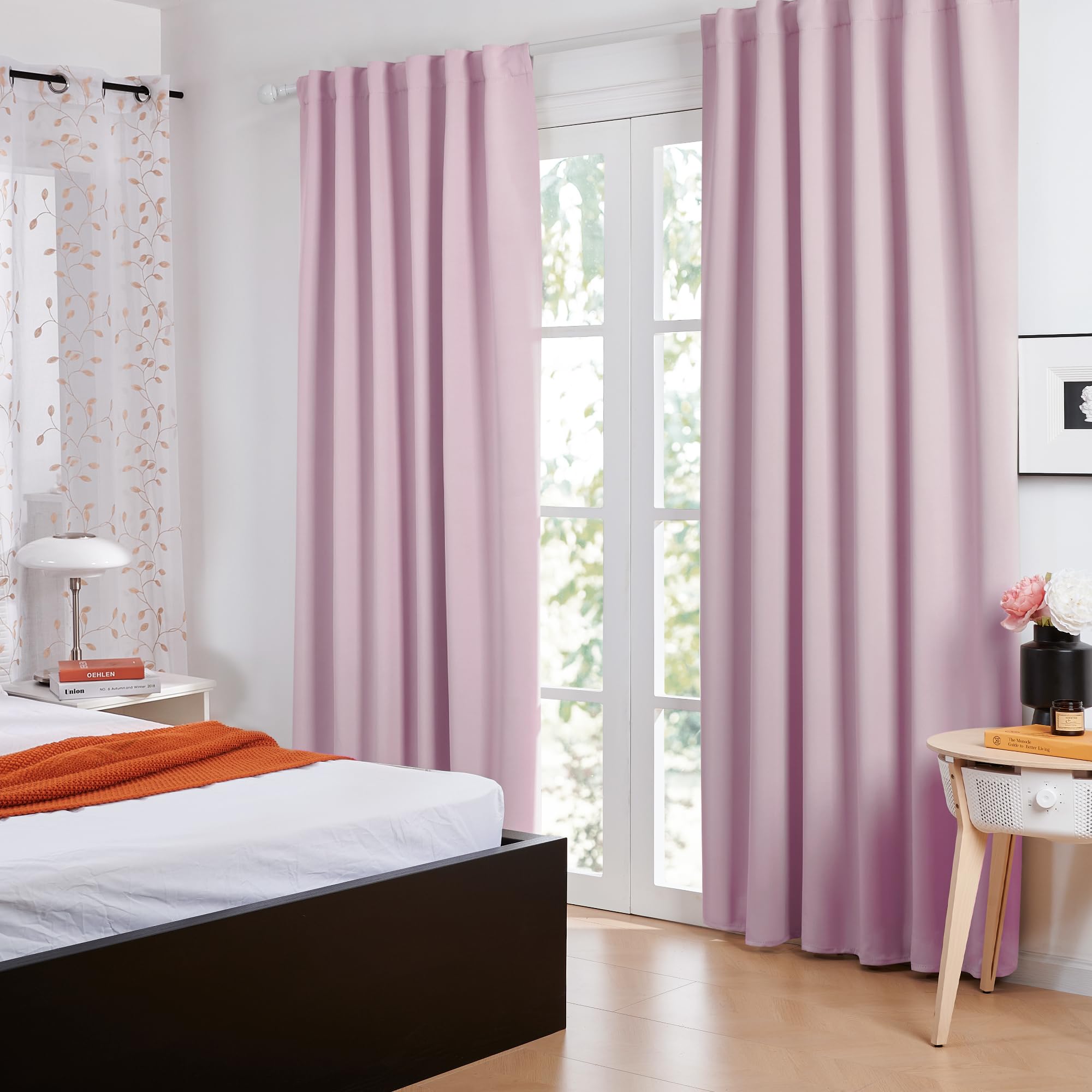 Deconovo Blackout Curtains For Nursery, Insulated Thermal Blackout Blinds - Rod Pocket And Back Tab Curtains, Room Darkening Curtains, 52X84 Inch, Lavender, 2 Panels