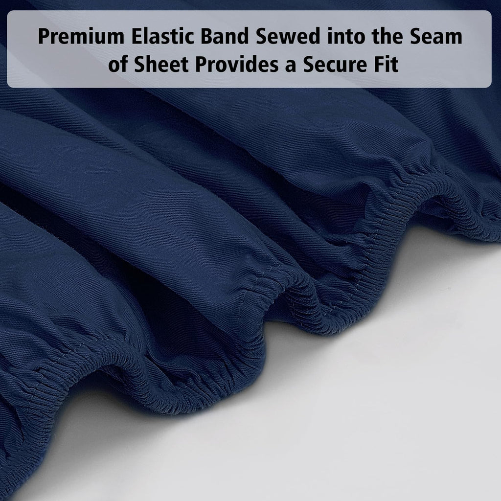 Lirex Fitted Sheet, Twin Xl Size 100% Egyptian Cotton 300 Thread Count Soft Breathable Fitted Sheet, 100X190Cm, Dark Blue
