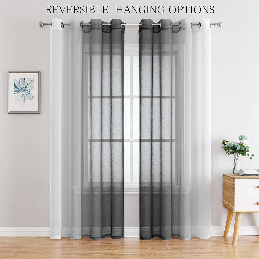 G2000 Sheer Curtains & Drapes 95 Inches Long Grey And White Ombre Curtains For Bedroom Living Room Window Curtains Light Filteri