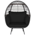 Tangkula Pe Wicker Egg Chair, Patiojoy Oversized Indoor Outdoor Patio Lounge Chair With Cushions And Pillows, Steel Frame Basket Chair For Garden, Deck, Balcony, Living Room (Black)