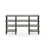 Furinno Turn-N-Tube 4-Tier Multipurpose Wide Shelf TV Stand, French Oak Grey/Black