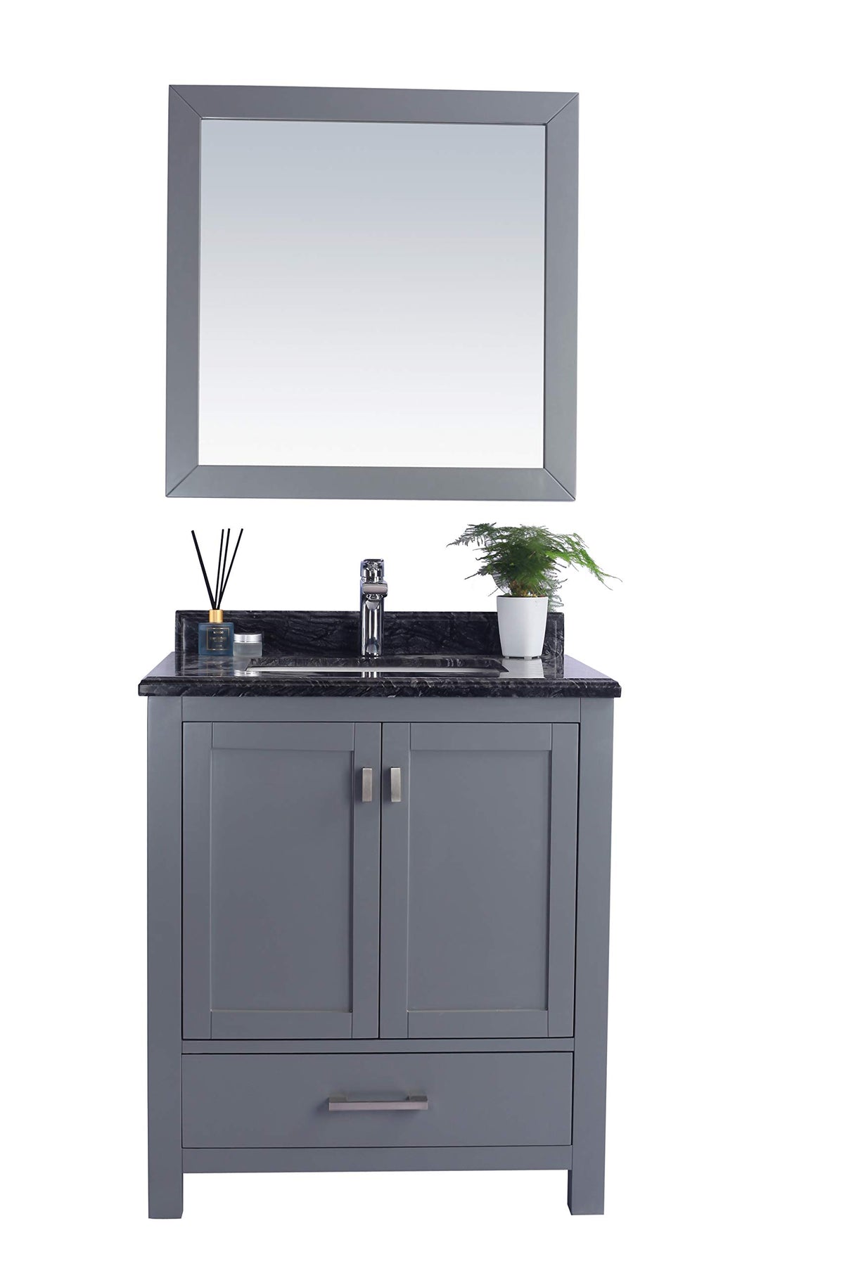 Laviva Wilson 30 - Grey Cabinet Black Wood Marble Countertop