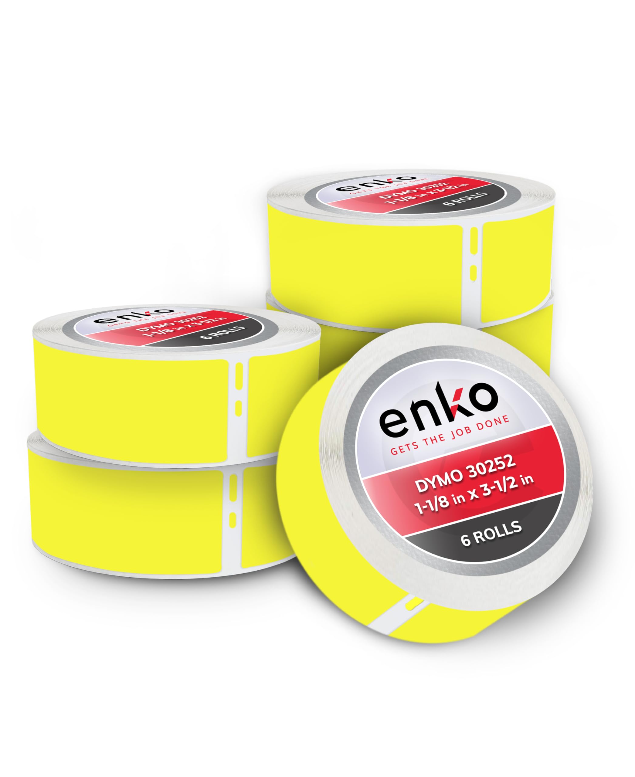 Enko [6 Rolls, 2100 Labels] Address, Shipping & Barcode Labels 30252 - Yellow (1-1/8' X 3-1/2') Compatible For Dymo Labelwrite