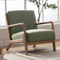 Anjhome Mid Century Modern Accent Chair, Comfy Fabric Reading Chair With Solid Wood Frame, Easy Assembly Armchair For Living Room Blackish Green