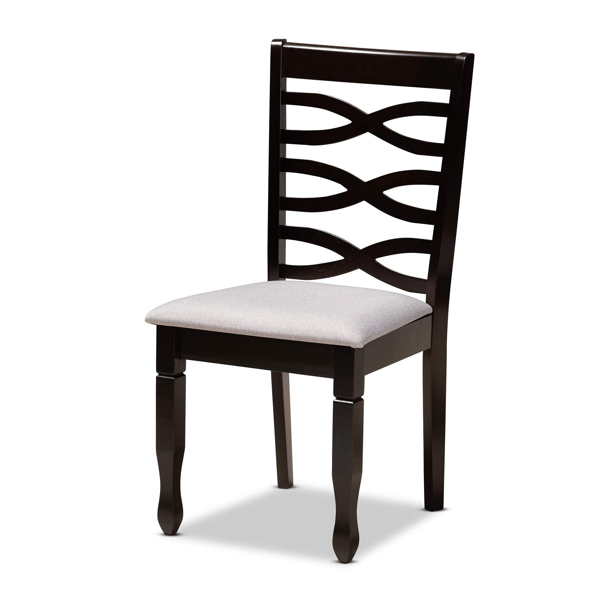 Baxton Studio Mila Modern and Contemporary Grey Fabric Upholstered and Dark Brown Finished Wood 7-Piece Dining Set