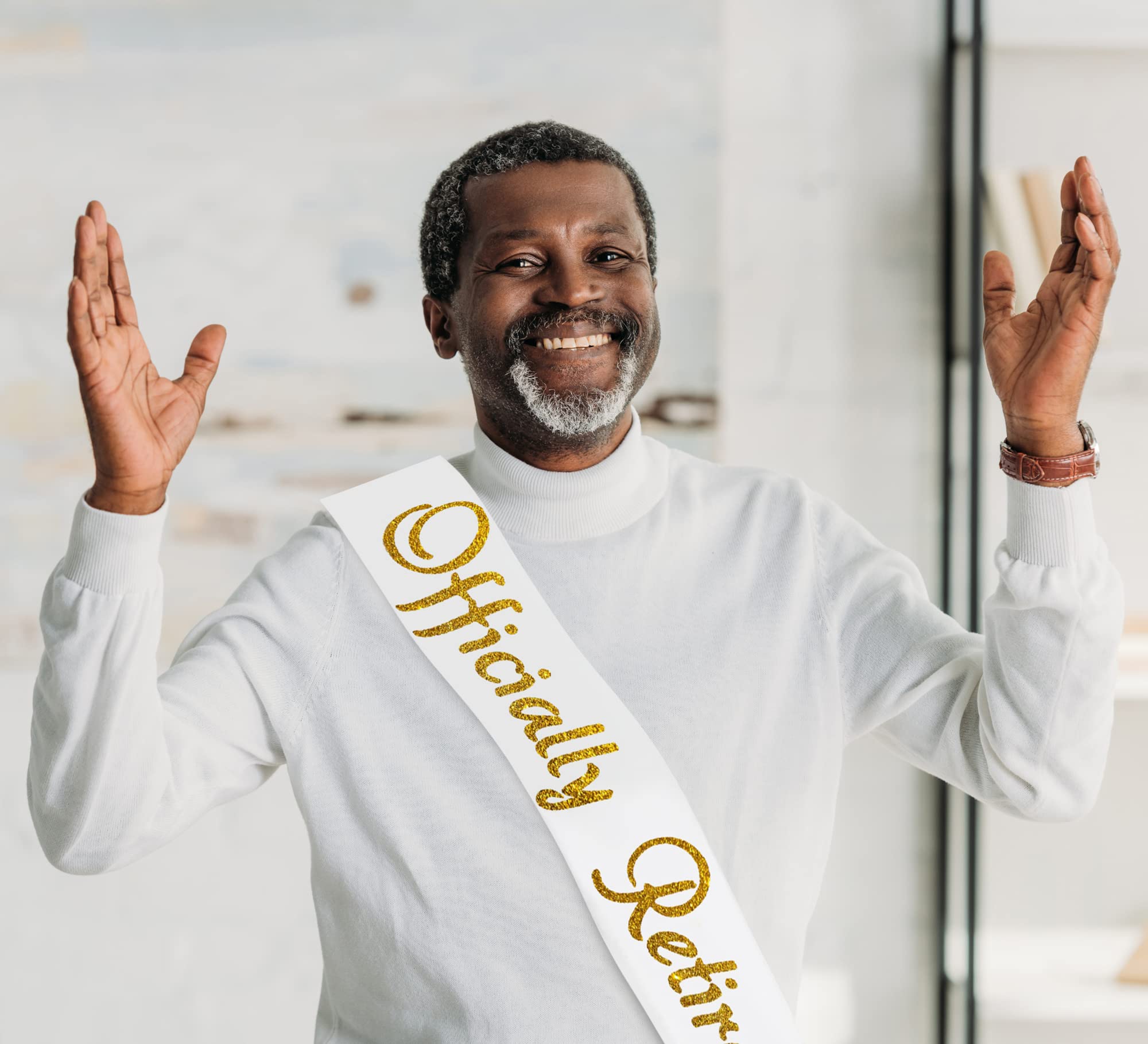 Officially Retired Celebration Sash - Elegant Retirement Sash For Women And Men With Oversized Safety Pin. Perfect For Retiremen