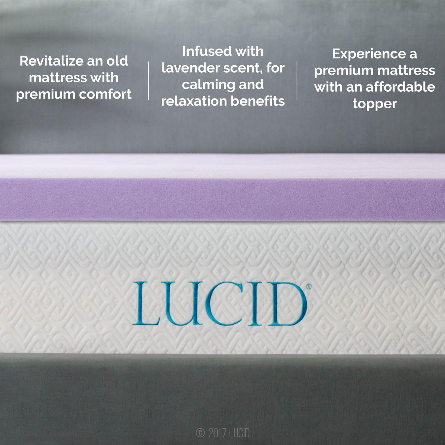 Lucid Lavender Infused Memory Foam Mattress Topper, Twin Xl, 3 Inch, Ventilated Design - Lavender Topper