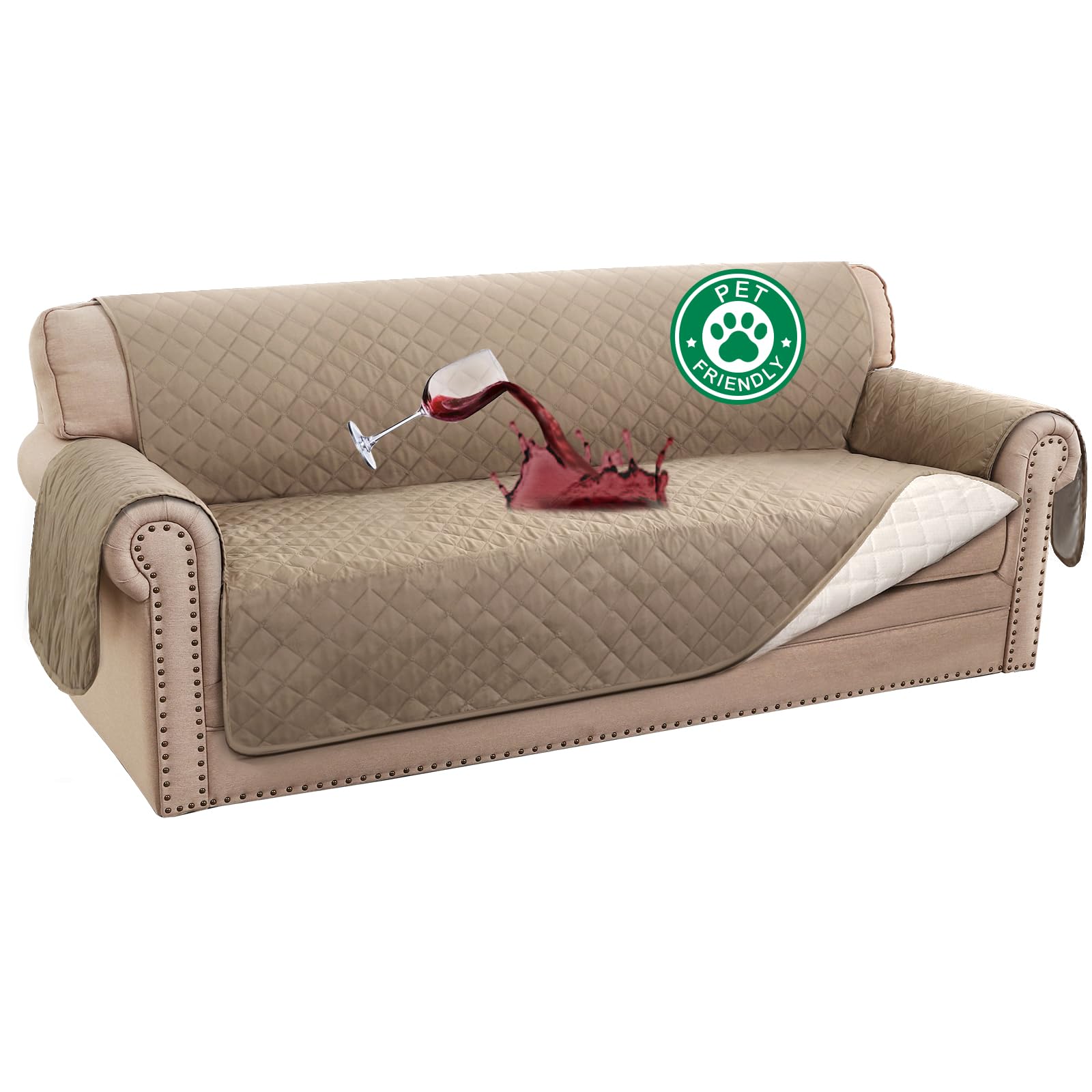 Turquoize 100% Waterproof Sofa Covers Couch Cover Sofa Cover For Dogs Couch Protector Triple Non-Slip Sofa Slipcover For 3 Cushi