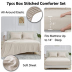 Cozylux Beige Comforter Set Queen 7 Pieces Beige Queen Comforter Set Cream Off White Bedding Sets For All Season With Comforter, Flat Sheets, Fitted Sheet, Pillowcases & Shams
