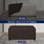 Purefit Super Stretch Soft Form Fit Ottoman Cover Rectangle - Ottoman Slipcovers For Foot Stool & Folding Storage Furniture For Living Room With Nonslip Elastic Bottom (Medium, Chocolate)