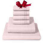 Mellanni Full Sheet Set - 6-Piece Iconic Collection Bedding, (Including 4 Pillowcases), 16-Inch Deep Pocket, Easy Care, Extra Soft, Cooling Sheets, Brushed Microfiber - Blush Pink