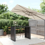vidaXL Modern Bar Table with Tempered Glass Top and PE Rattan - Black Pub Table with Powder-Coated Steel Frame for Outdoor, Patio and Garden Use, 57.1"x31.5"x43.3"