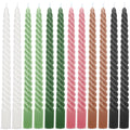 Whaline 12Pcs 10 Inch Boho Spiral Taper Candles 6 Colors Dripless Twisted Wax Candles Long Unscented Candle Sticks for Home Part