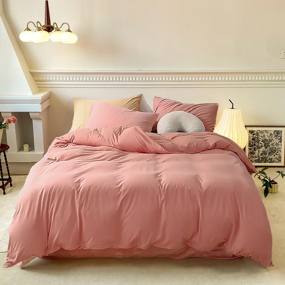 Luxlovery Blush Pink Comforter Set Twin Girls Women Blush Pink Bedding Comforter Set Dusty Rose Blanket Comfy Soft Breathable Ba