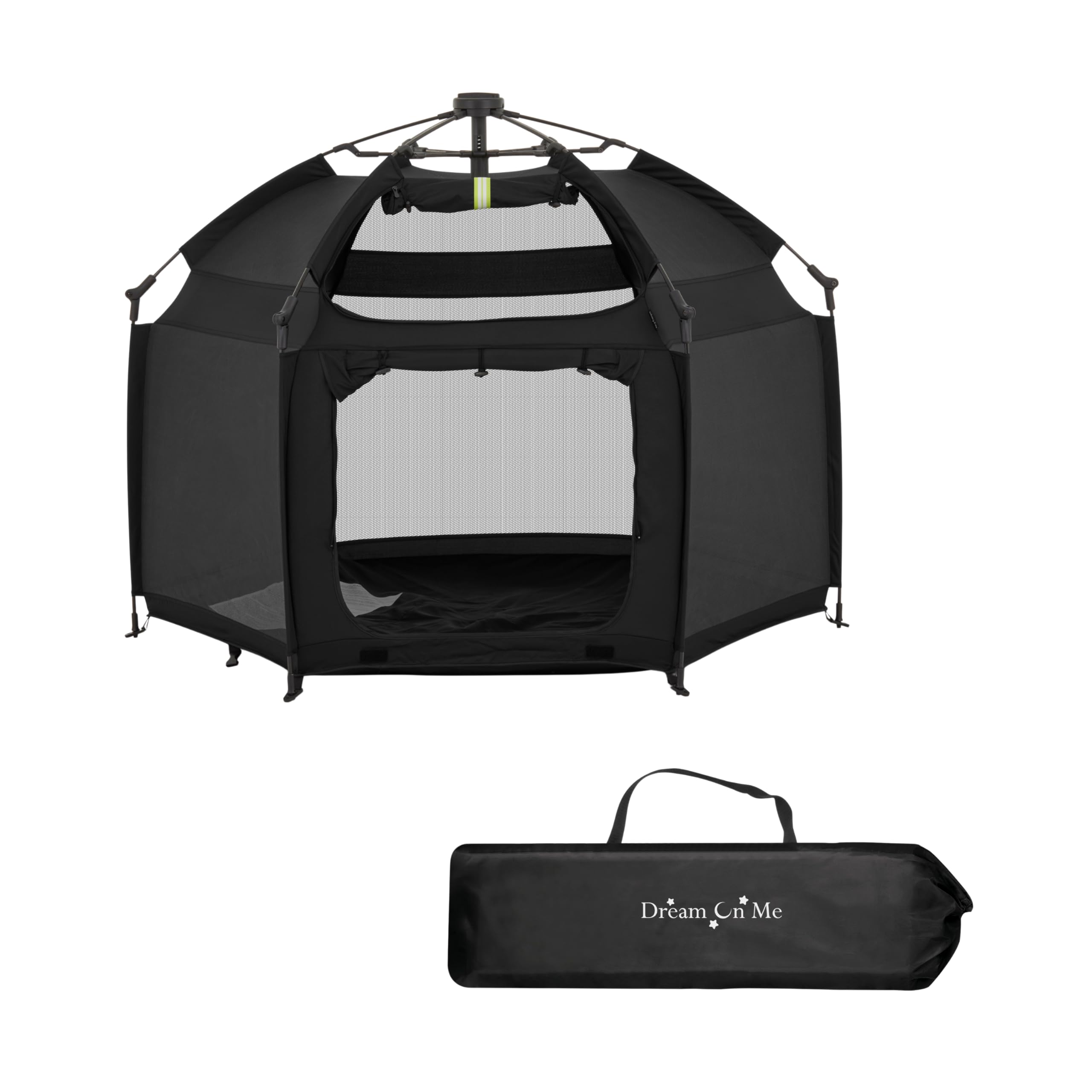 Dream On Me Pop Up Children Playpen in Noir Black, Easy Set Up Playpen for Babies and Toddlers, Breathable Mesh Sides, One Hand 