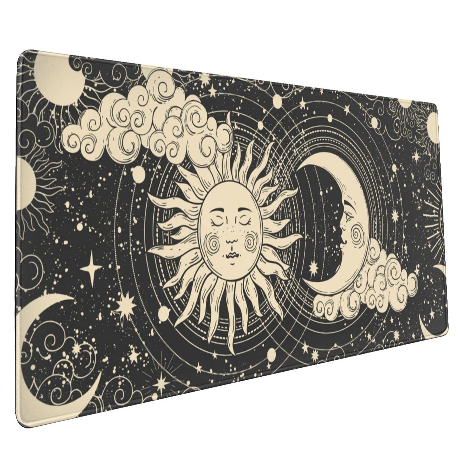 Xxl Large Gaming Mouse Pad, Big Cute Funny Gift Mousepad With Stitched Edges, Astrology Moon And Sun Mouse Pads For Wireless Mou