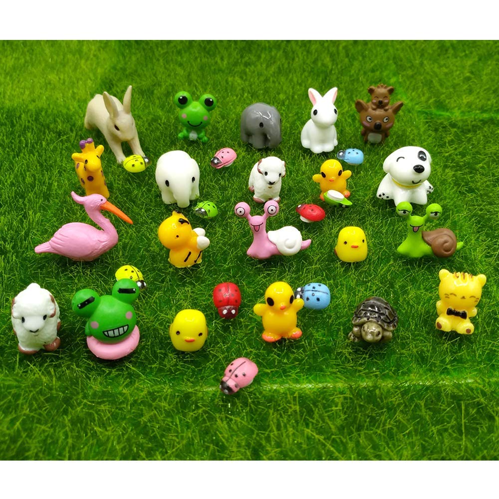 Emien 31 Pieces Mini Animals Miniature Ornament Kits,Tiny Animals Figurines,Fairy Garden Animals For Fairy Garden,Dollhouse,Plan