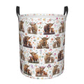 Highland Cow Print Laundry Hamper Large Laundry Basket Foldable Dirty Clothes Toys Organizer Bag With Handles For Bathroom,Bedro