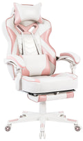 Pink Gaming Chair for Adults,Girls Computer Chair with High Back,Big and Tall Gaming Chairs with Footrest and Massage,Reclining 
