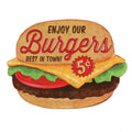 Enjoy Our Burgers Embossed Metal Sign - Vintage Diner Burgers Sign for Kitchen or Man Cave - Best in Town