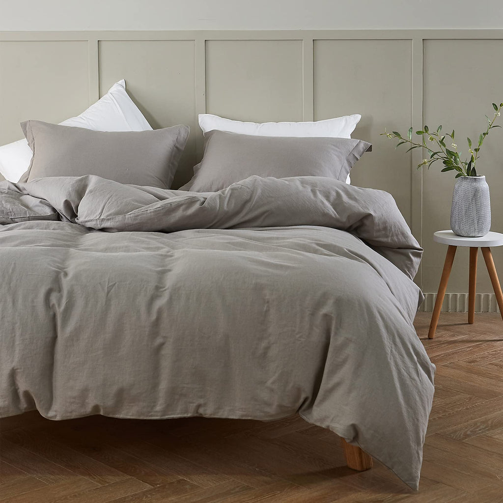 Simple&Opulence French Linen Duvet Cover Set 78'' X 86''- 3 Pieces (1 Comforter Cover,2 Pillowcases)- Natural Flax Cotton Blend-