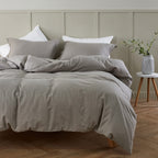 Simple&Opulence French Linen Duvet Cover Set 78'' X 86''- 3 Pieces (1 Comforter Cover,2 Pillowcases)- Natural Flax Cotton Blend-