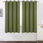Lemomo 100% Blackout Curtains 52 X 63 Inch/Olive Green Curtains 2 Panels With Black Lining Room Darkening Thermal Insulated Bedr