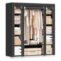 SONGMICS Closet Wardrobe, Portable Closet for Bedroom, Clothes Rail with Non-Woven Fabric Cover, Clothes Storage Organizer, 59 x