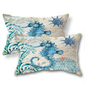 Ulove Love Yourself 2Pack Beach Throw Pillow Covers Seahorse Waist Pillow Cases Sea Theme Decorative Rectangular Cushion Covers