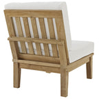 Modway Marina Collection Eei-1150-Nat-Whi-Set Patio Armless Sofa With Fabric Cushions Solid Teak Wood Construction Water And Uv Resistant In Natural White Finish