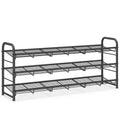 SONGMICS Stackable Shoe Rack, 3 Tier Metal Shoes Rack Storage Shelf, Holds up to 15 Pairs, Adjustable Slanted Shelves Tower Orga