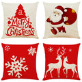 Ogrmar 4PCS 18x18 Throw Pillow Covers Christmas Decorative Couch Pillow Cases Cotton Linen Pillow Square Cushion Cover for Sof