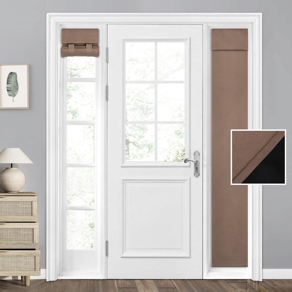 Homeideas 100% Blackout Sidelight Curtains For Front Door, Side Door Window Curtains And Small Window, Thermal Insulated Covering, 1 Panel, W12 X L54 Inch, Coffee