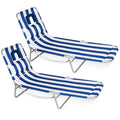 Romswi 2PK Folding Tanning Beach Chair with Face Hole, 5-Position Reclining Sun Lounger, Portable Face Down Tanning Chair with A