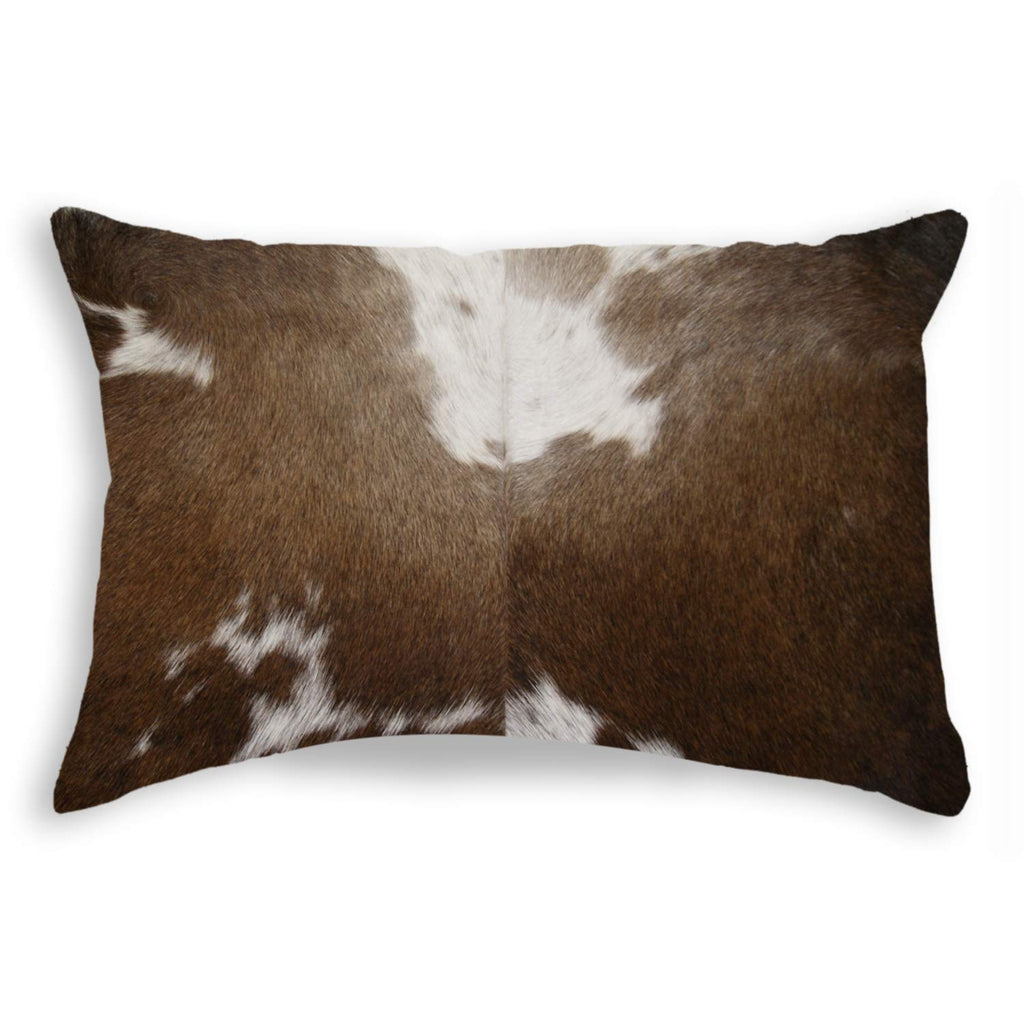 HomeRoots Chocolate & White Cowhide, Microsuede, Polyfill 12' x 20' x 5' Chocolate and White Torino Kobe Cowhide Pillow