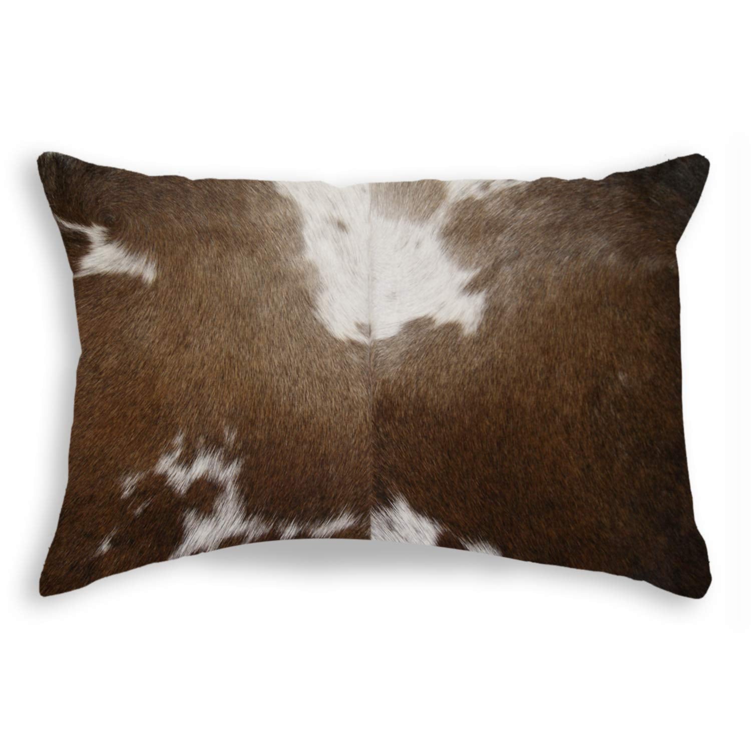 HomeRoots Chocolate & White Cowhide, Microsuede, Polyfill 12' x 20' x 5' Chocolate and White Torino Kobe Cowhide Pillow