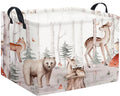 TIBAOLOVER Rectangular Woodland Animal Basket Kids Baby Storage Basket Cute Storage Bin Organizer Shelf Book Woodland Room Decor