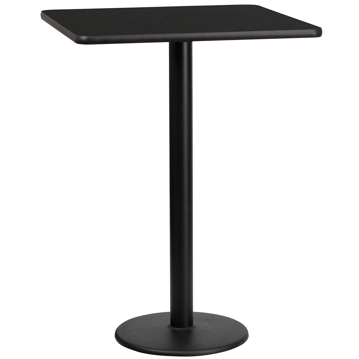 Flash Furniture 24'' Square Black Laminate Table Top with 18'' Round Bar Height Table Base