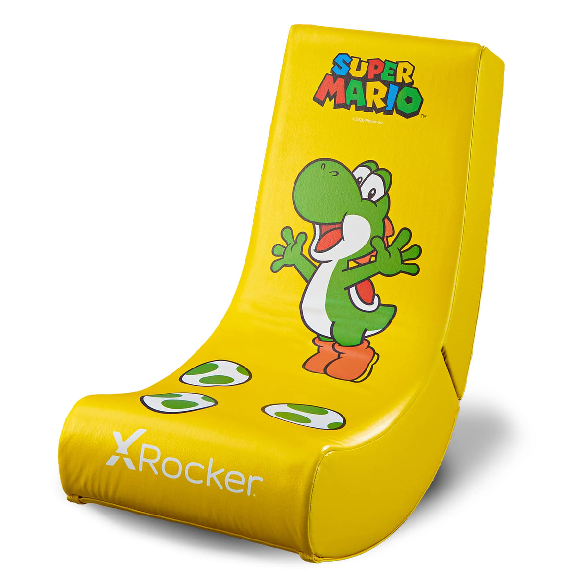 X Rocker Super Mario Yoshi Video Gaming Floor Chair, Official All-Star Edition Nintendo Collectible, Faux Leather, Foldable, 5000301, 33.46' X 16.14' X 25.59', Yoshi Yellow
