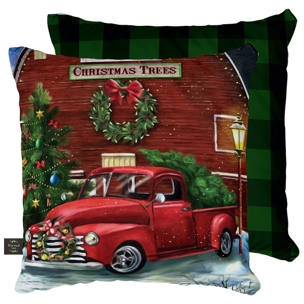 Briarwood Lane Christmas Tree Farm Decorative Pillow Pickup Truck Indoor Outdoor 17' X 17'