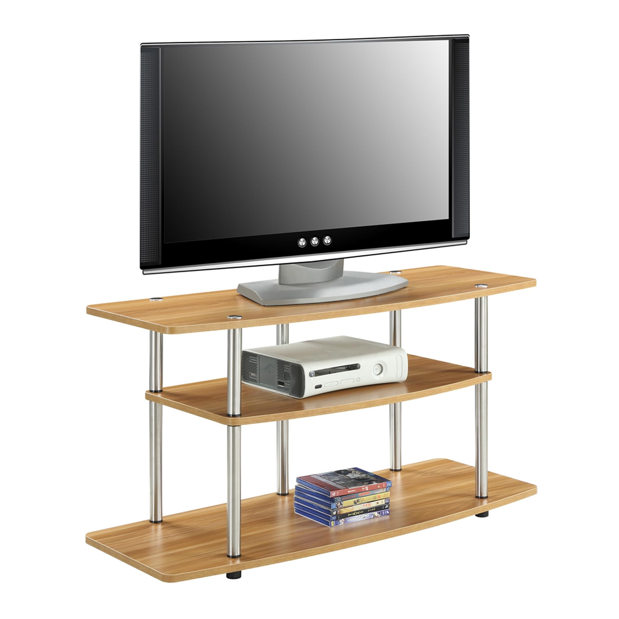 Convenience Concepts Designs2Go 3-Tier Wide TV Stand, 42", Light Oak