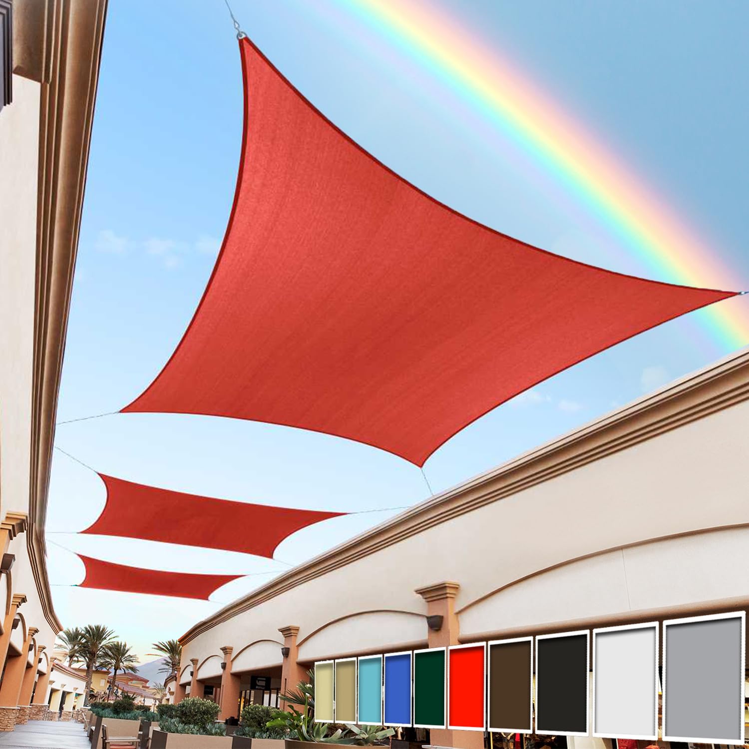 Royal Shade 10' X 13' Red Rectangle Sun Shade Sail Canopy Outdoor Patio Fabric Screen Rtapr1013 - Upf50+ 95% Uv Blockage, Heavy