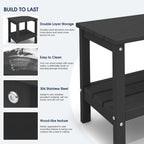 Kingyes Outdoor Side Table Set Of 6, Double Layer Adirondack End Table- Black