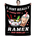Ramen Blanket I Just Really Like Ramen And Boba Blankets Soft Lightweight Anime Ramen Noodle Blanket And Throw Christmas Best Gi