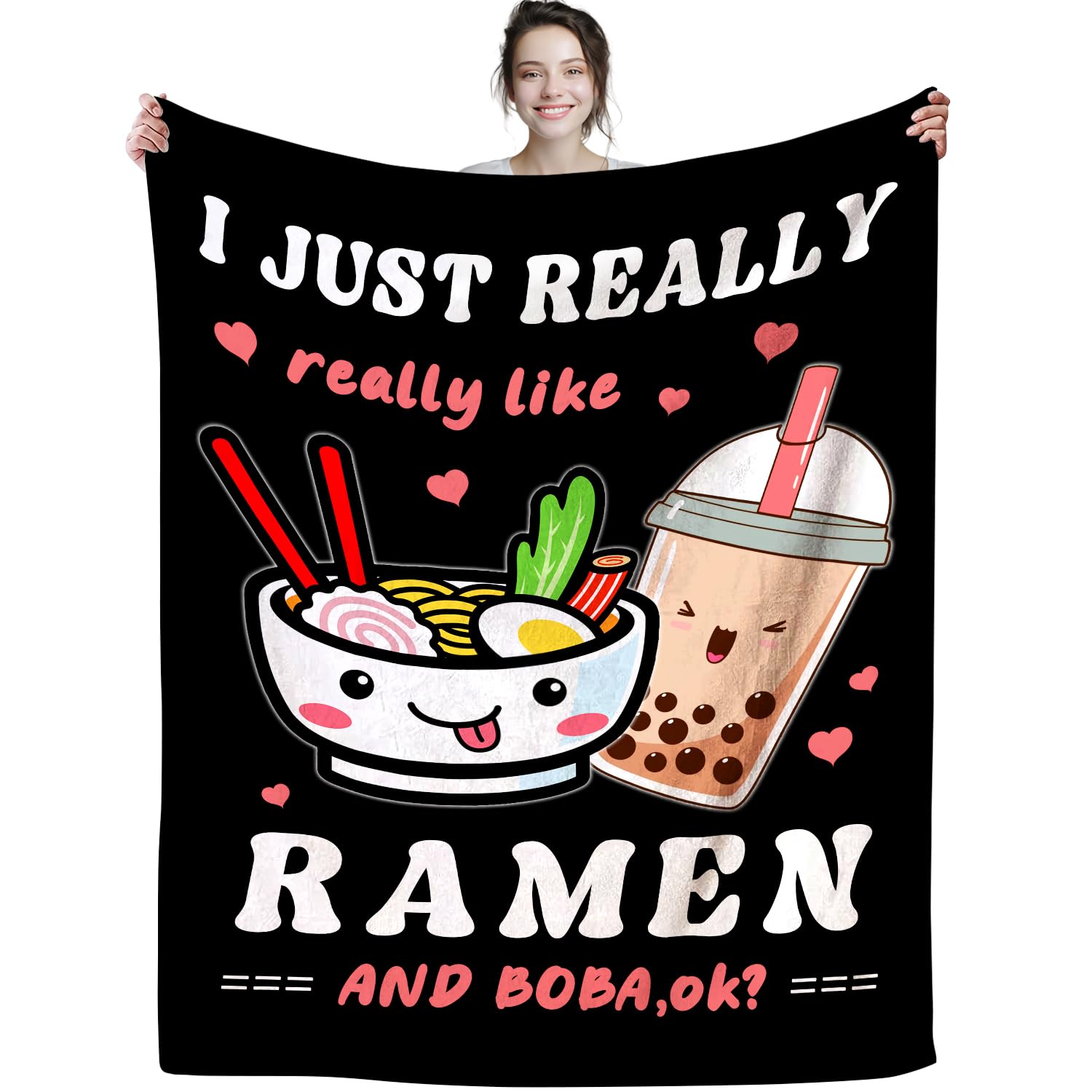 Ramen Blanket I Just Really Like Ramen And Boba Blankets Soft Lightweight Anime Ramen Noodle Blanket And Throw Christmas Best Gi