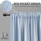 Donren Light Blue Cerulean Small Window Curtain Panels For Kitchen - Room Darkening Curtain Tiers For Nursery With Rod Pocket(52