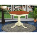 East West Furniture ANT-WHI-T Antique Modern Dining Table - a Round Kitchen Table Top with Pedestal Base, 36x36 Inch, Buttermilk & Cherry