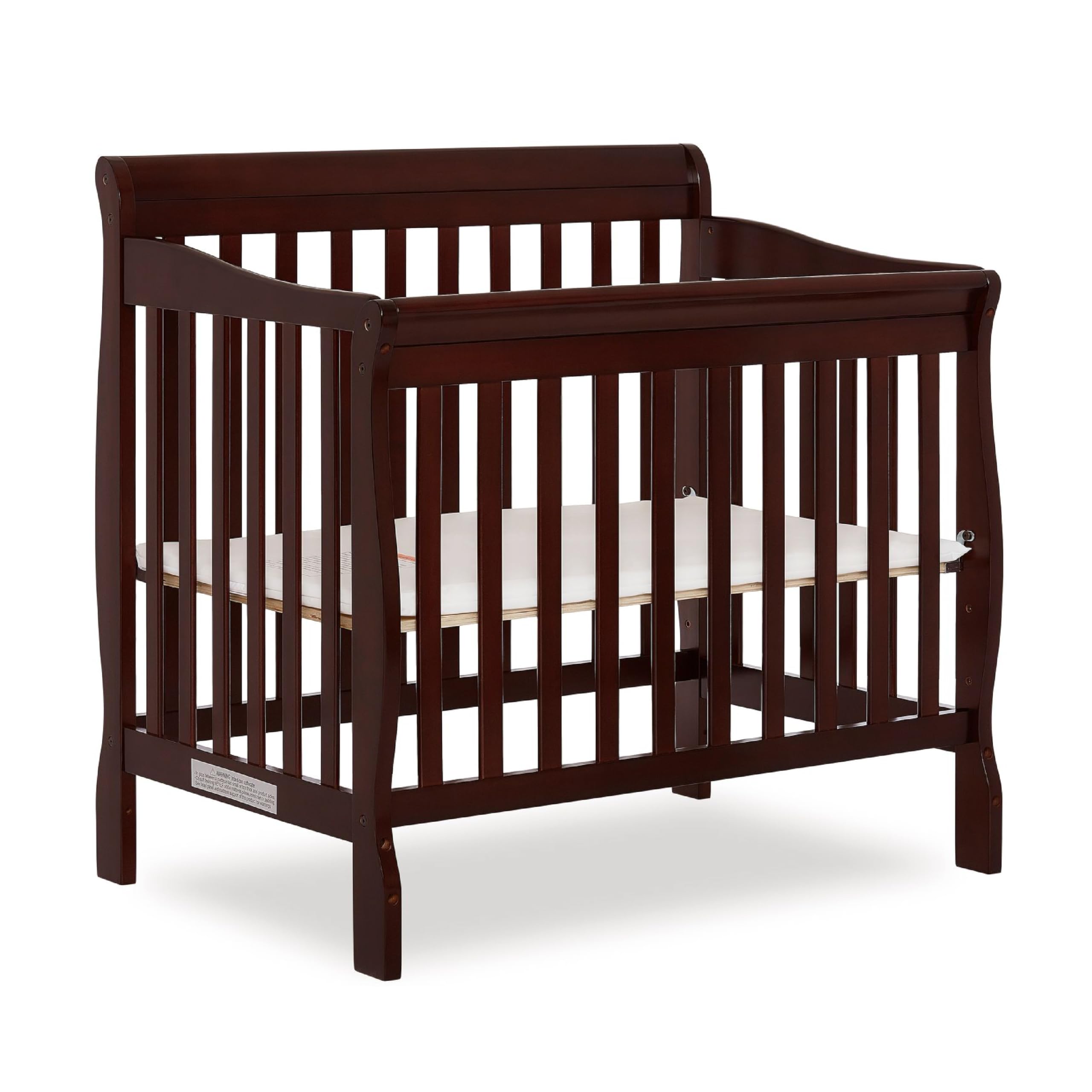 Dream On Me Aden 4-in-1 Convertible Mini Crib In Espresso, Greenguard Gold Certified, Non-Toxic Finish, New Zealand Pinewood, Wi